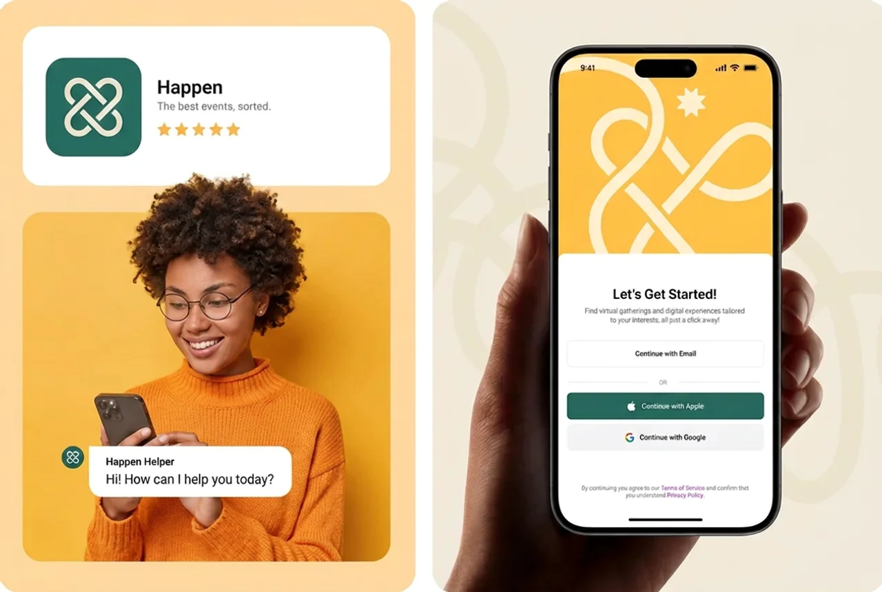 Happen app brand mockup